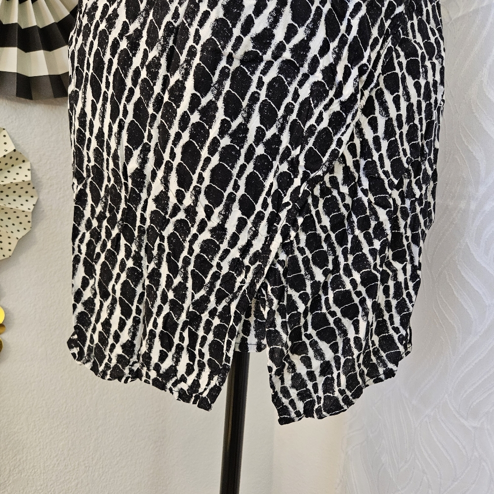 Plenty by Tracy Reese | Drop Waist Black & White Mini Dress | Size 8P - Picture 3 of 8